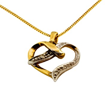 9ct gold Diamond heart Pendant with chain
